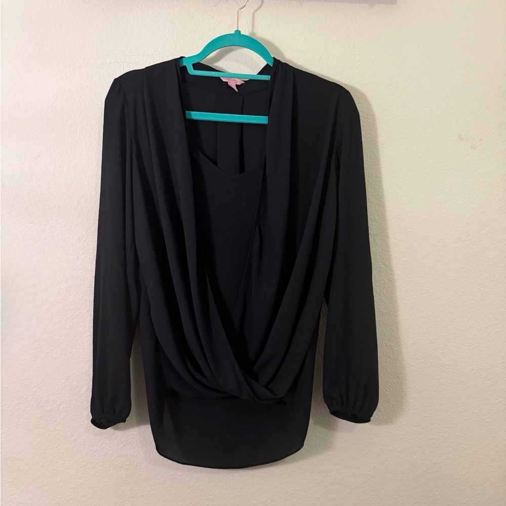 Lilly Pulitzer Black Drape Blouse